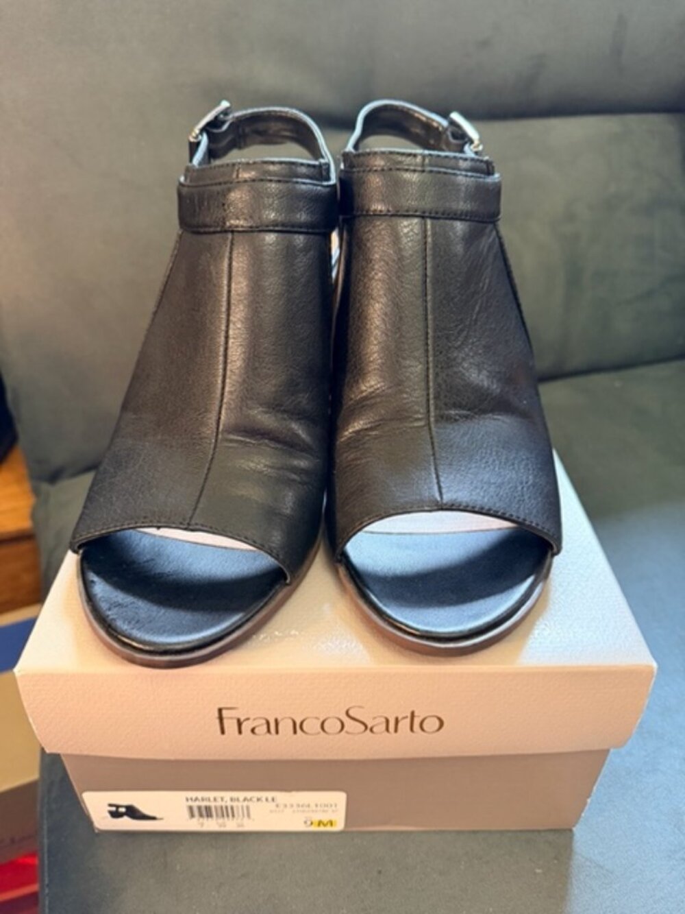Franco Sarto Black Buckle High Heeled Sandals 9M